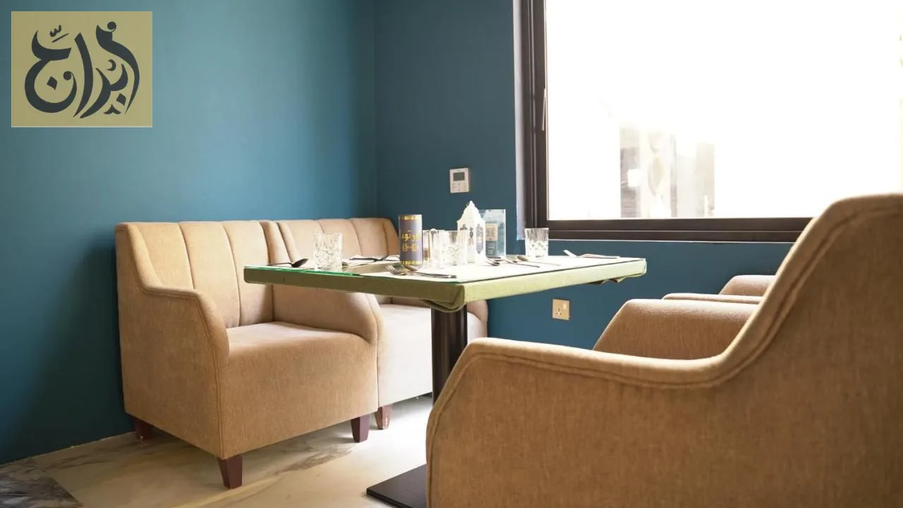 Restaurant seating inside Abraj Suites Hotel, Al Mansoura, Doha
