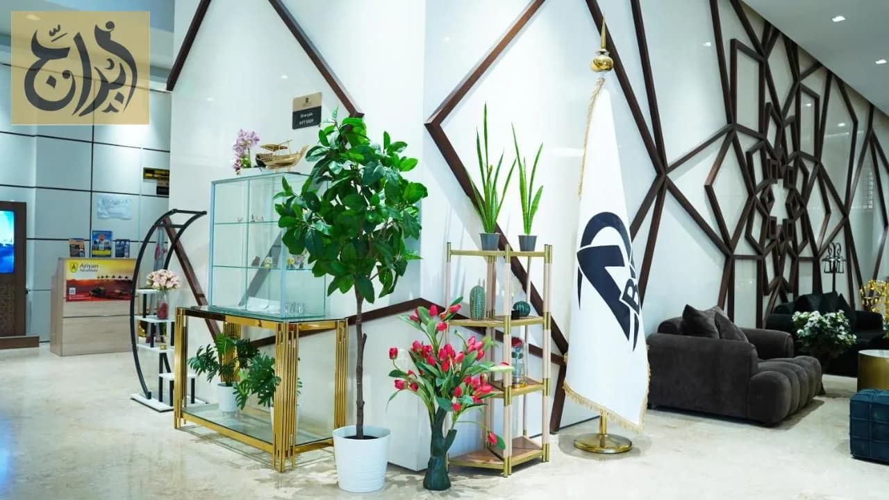 Decorated lobby corner at Abraj Suites Hotel, Al Mansoura, Doha
