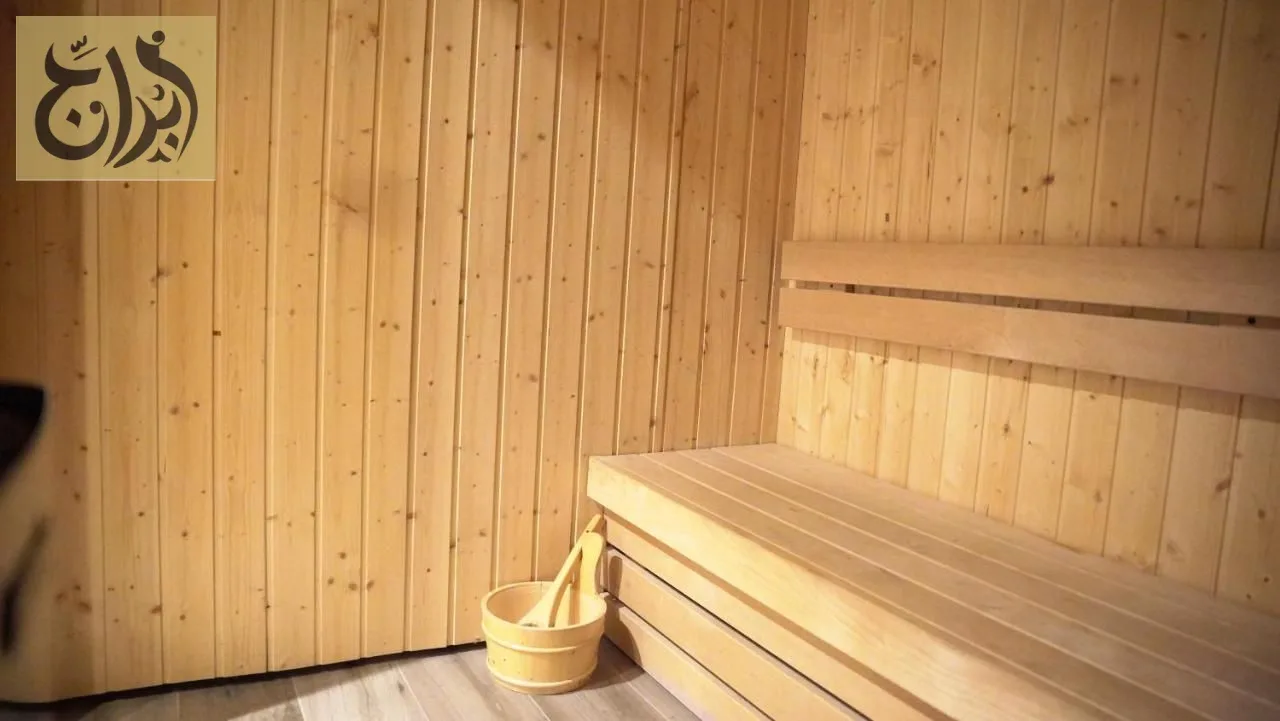 Sauna room in the spa at Abraj Suites Hotel Doha